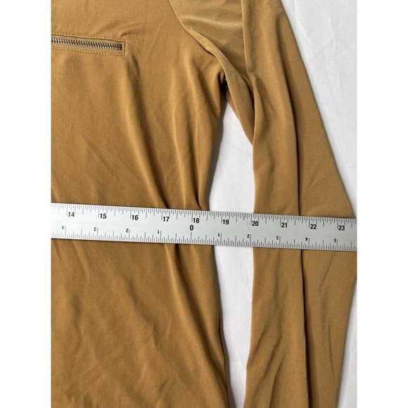 Carmen Marc Valvo Women Button Up Shirt Large Casual Long Sleeve Pockets Mustard - Picture 7 of 10